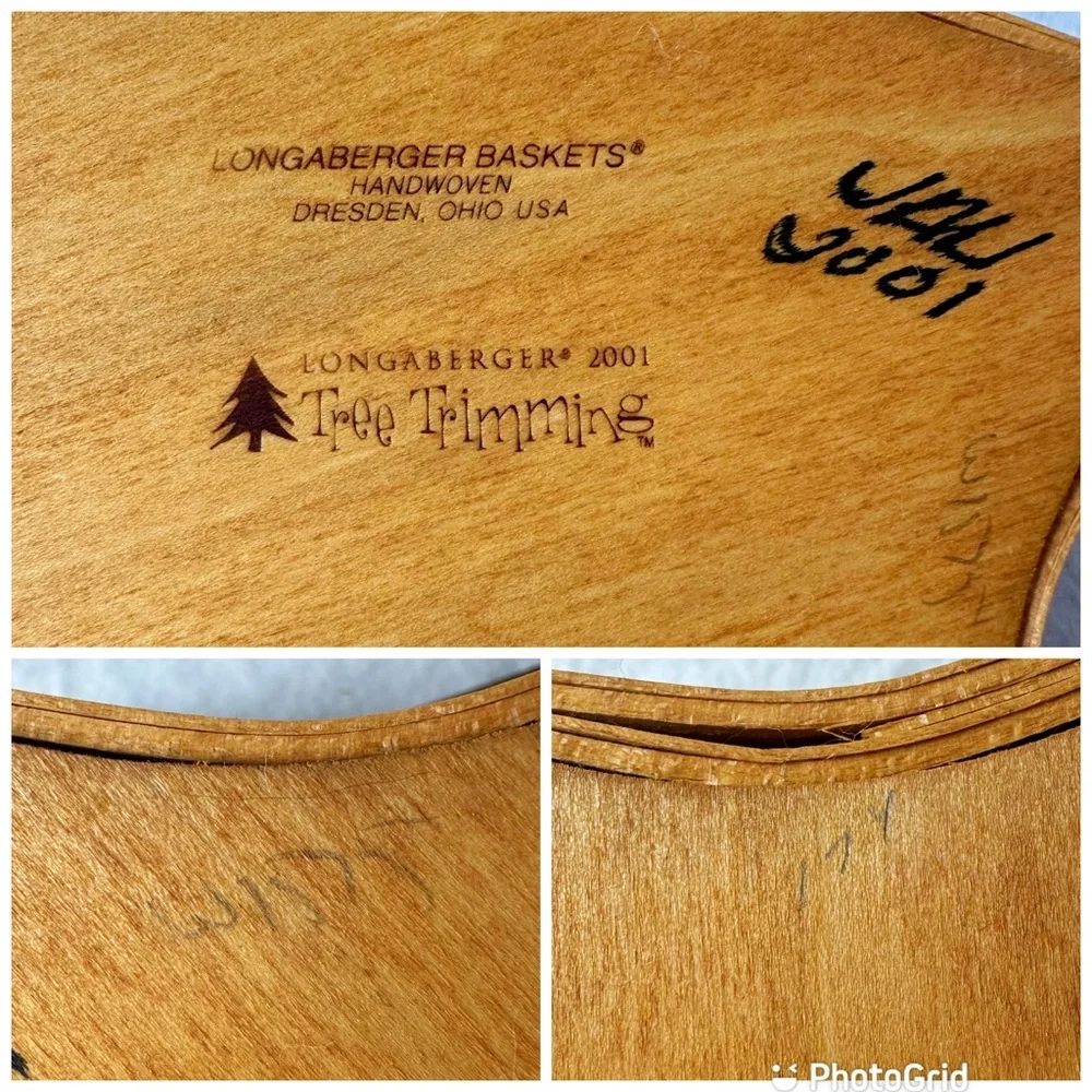 Longaberger 2001 Tree Trimming Star Basket Green Fabric Liner Plastic Protector